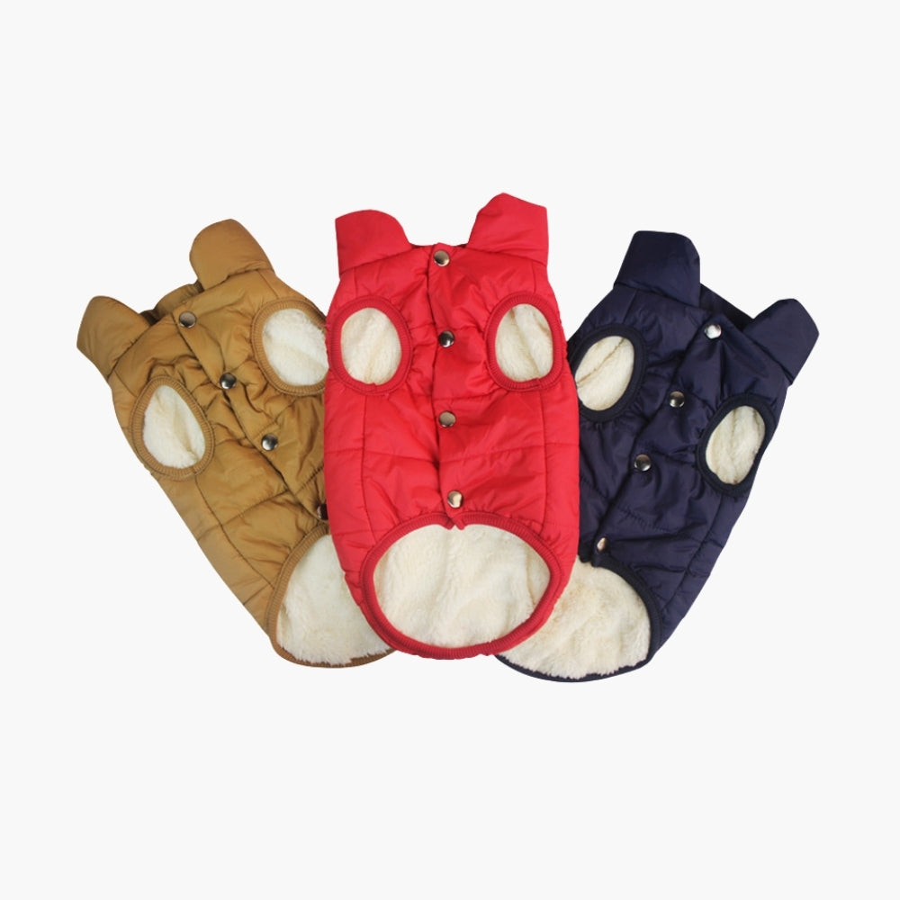 Dog padded quilted coat sleeveless snap buttons