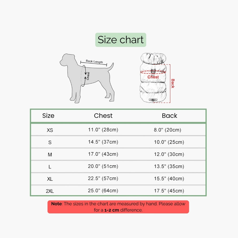 Dog winter coat padded vest for small dogs